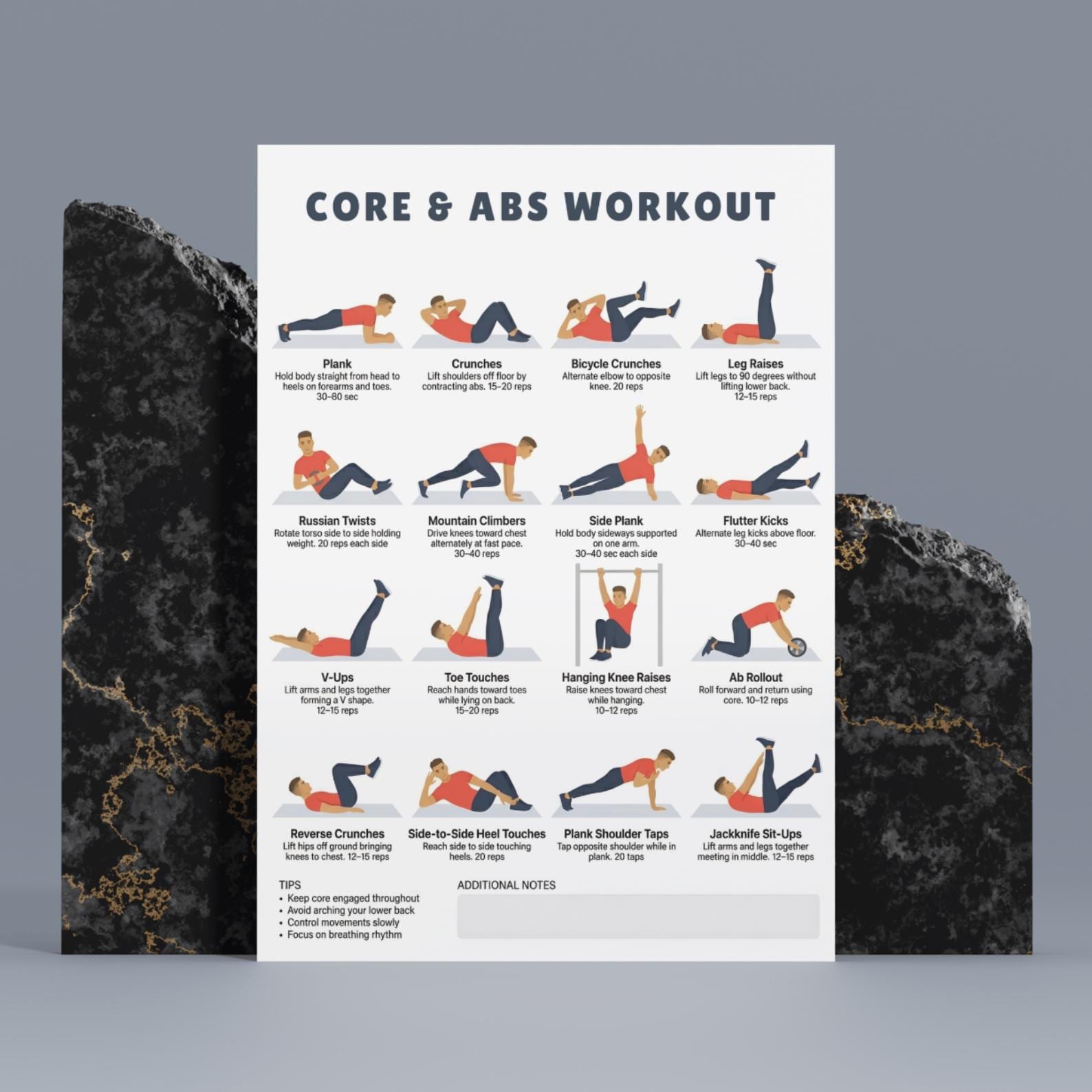 Core Abs Workout for Men Printable | Ab Workout Poster | Home Gym Wall ...