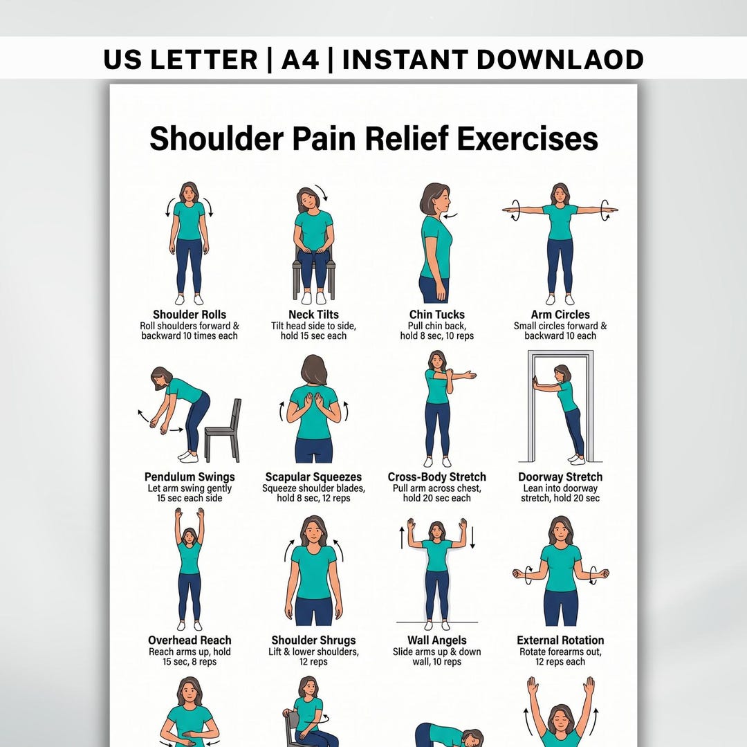 Shoulder Pain Relief Exercises Printable | 16 Gentle Mobility ...