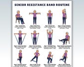 Senior Resistance Band Exercise Chart , Senior Workout Routine Printable , Resistance Band Exercises for Seniors , Fitness Poster , PDF