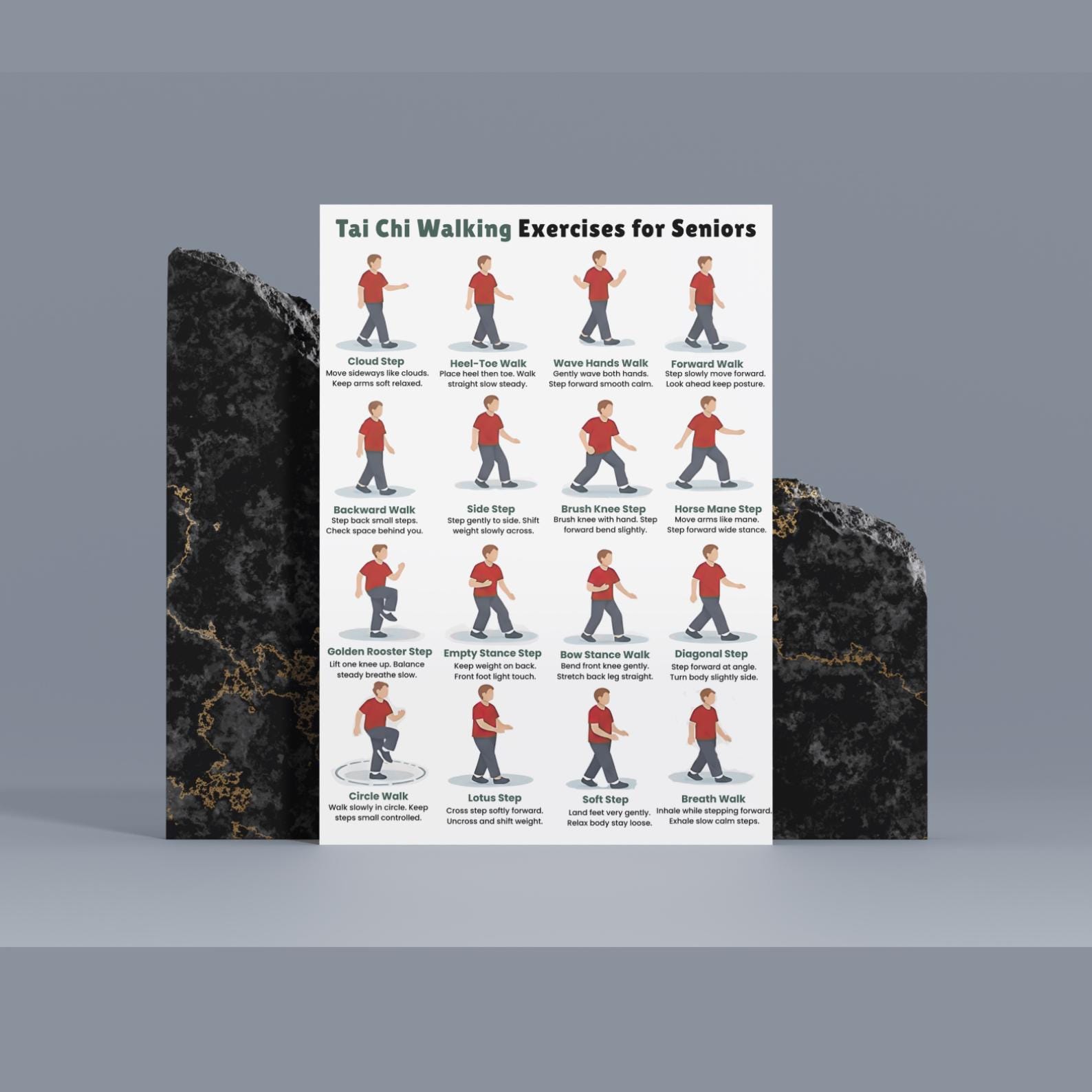 Printable Tai Chi Walking for Seniors, Tai Chi Walking Chart, Tai Chi ...