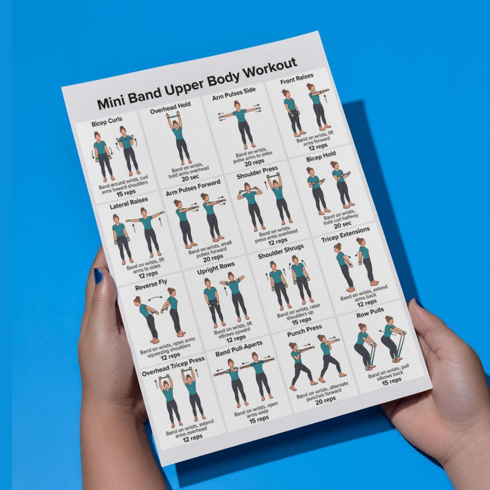 Mini Band Upper Body Workout Printable PDF, Home Fitness Routine Poster ...