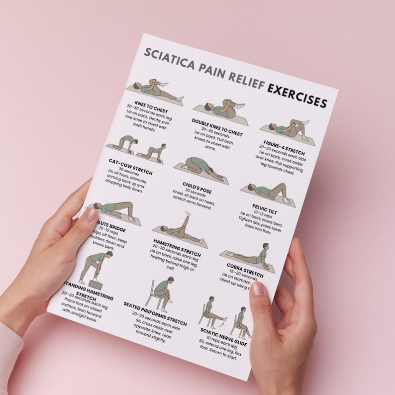 Sciatica Pain Relief Exercises Printable PDF , Sciatic Nerve Mobility ...
