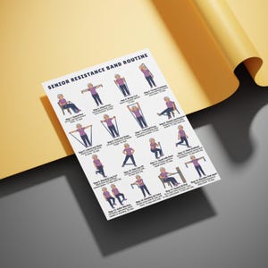 Tabla de ejercicios con bandas de resistencia para personas mayores, rutina de ejercicios para personas mayores imprimible, ejercicios con bandas de resistencia para personas mayores, póster de fitness, PDF imagen 7