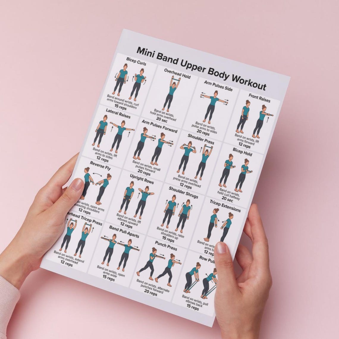 Mini Band Upper Body Workout Printable PDF, Home Fitness Routine Poster ...