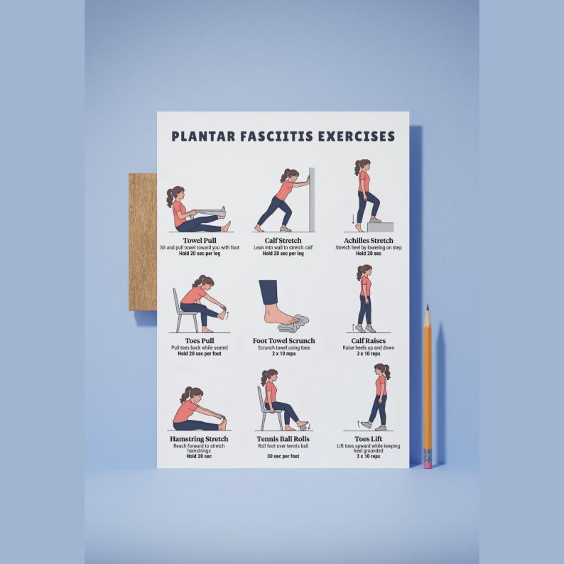 Plantar Fasciitis Exercises | Printable Foot and Heel Stretching ...