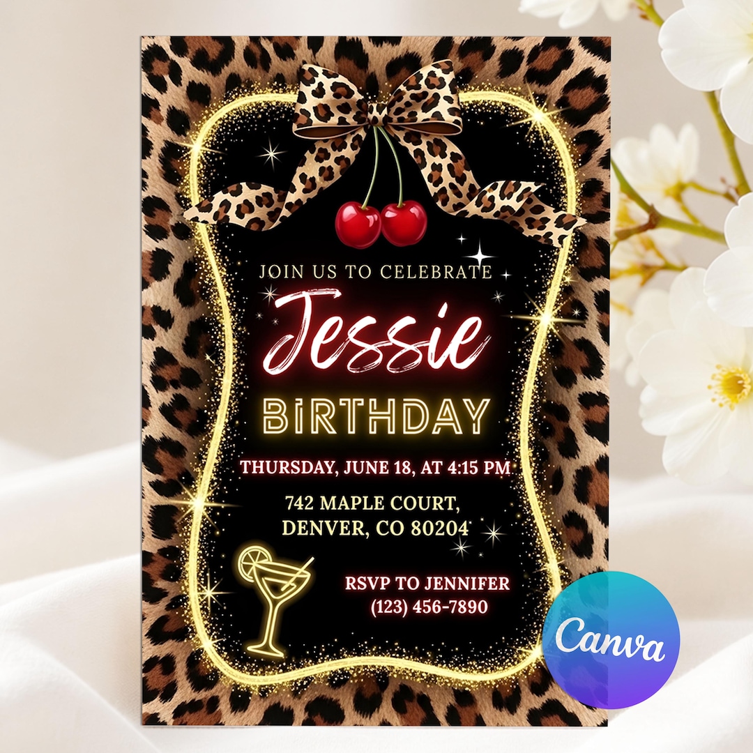 Cheetah Print Birthday Invitation, Leopard Print Birthday Party ...