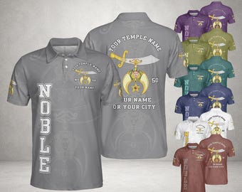 Polo Shriners personalizado con nombre del Templo Noble, regalo para hombres y mujeres, ropa antigua y noble.