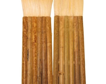 Paquete de 2 pinceles Hake / Esmalte de cerámica de bambú, lavado de horno, herramientas de acuarela