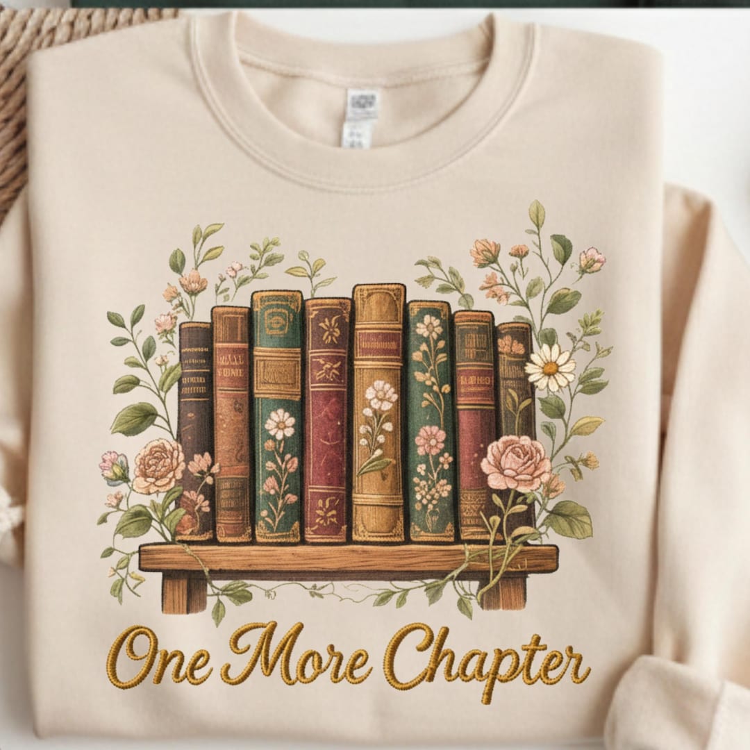 Just One More Chapter Png, Bookish Png, Book Lover Png, Retro Flowers ...