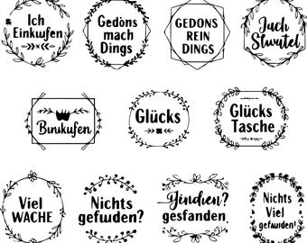 Duitse quote SVG-bundel voor tassen | Plottergesneden bestanden | Duits gezegde SVG | Tasche, png-bestand | Beletteringplotterontwerp | Bundel tasontwerp
