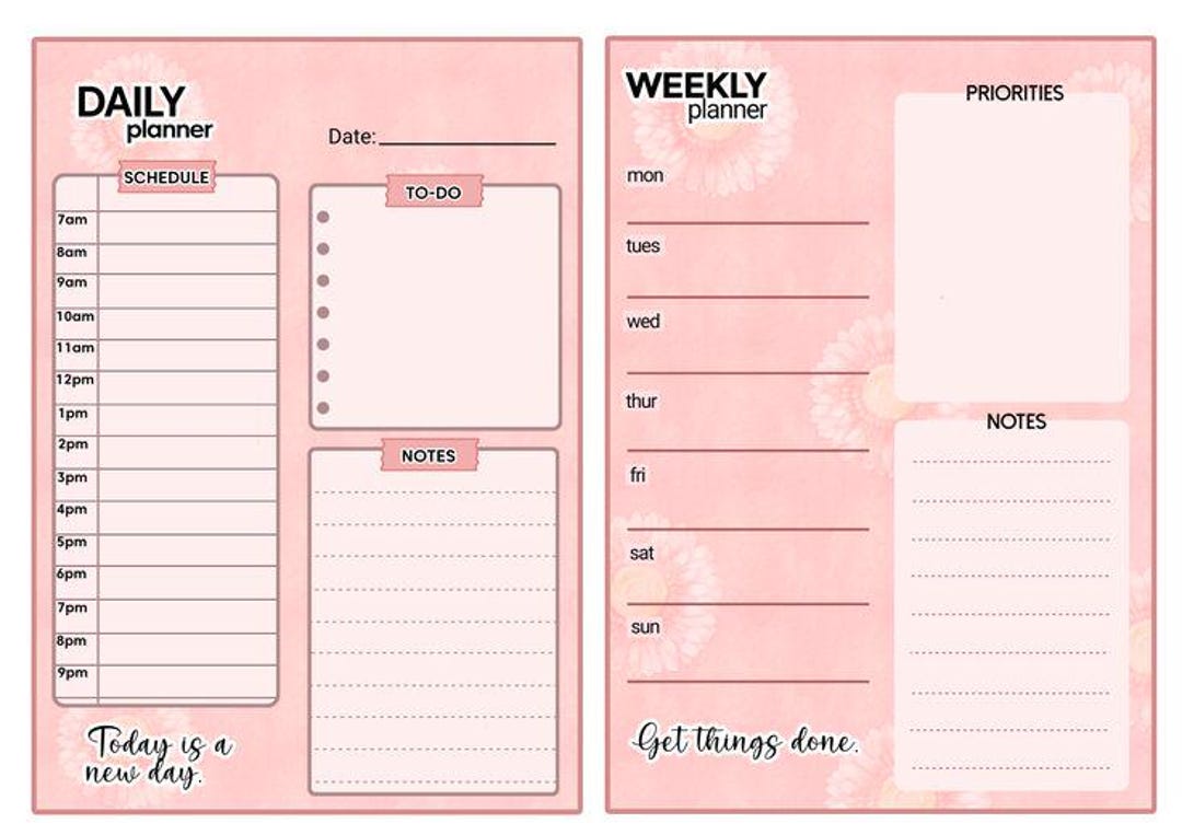 Daily & Weekly Planner Printable | Pink Aesthetic Planner | to Do List ...