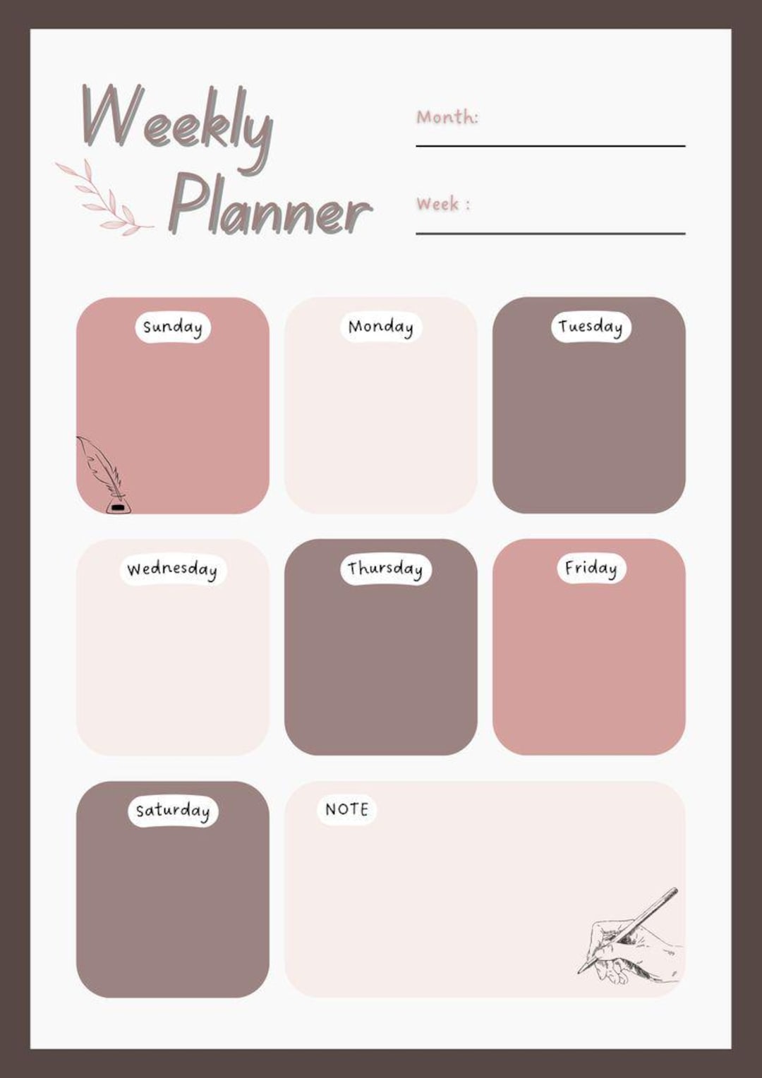 Weekly Planner Printable | Minimal Aesthetic Weekly Organizer | Neutral ...