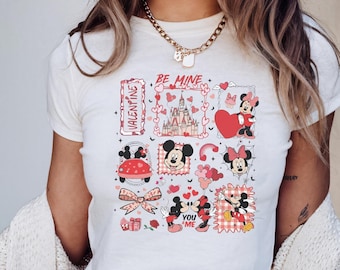 Disney Mickey Minnie Valentine Baby tee, Disney couple WDW Disneyland sweethearts nite Croptop Baby Tee womens T-shirt