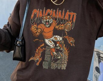 Sudadera retro de fútbol de Cincinnati, colores cómodos, estilo vintage de los 90, cuello redondo para el día del partido, para fanáticos.
