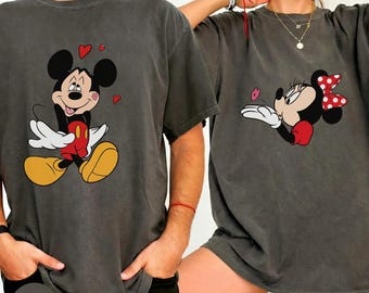 Koszulka dla pary z motywem Myszki Miki i Minnie na Walentynki, pasująca bluza z motywem Disneya na wycieczkę dla pary, prezent dla dziewczyny Disneya