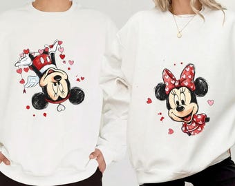 Valentines Day Mickey Minnie Couple Shirt, Disney Couple Trip Matching Sweatshirt, Disney Lover Girlfriend Gift