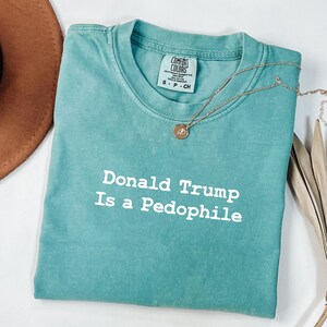 Camisetas de colores cómodos: Donald Trump es un pedófilo, Trump Epstein, anti Donald Trump, archivos de Epstein, anti Maga imagen 4