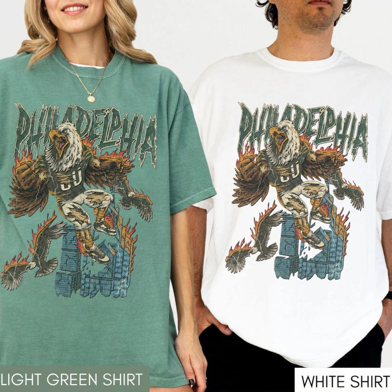 Comfort Colors Philadelphia Football Vintage Shirt , Retro Eagle Apparel, Eagle Shirt image 2