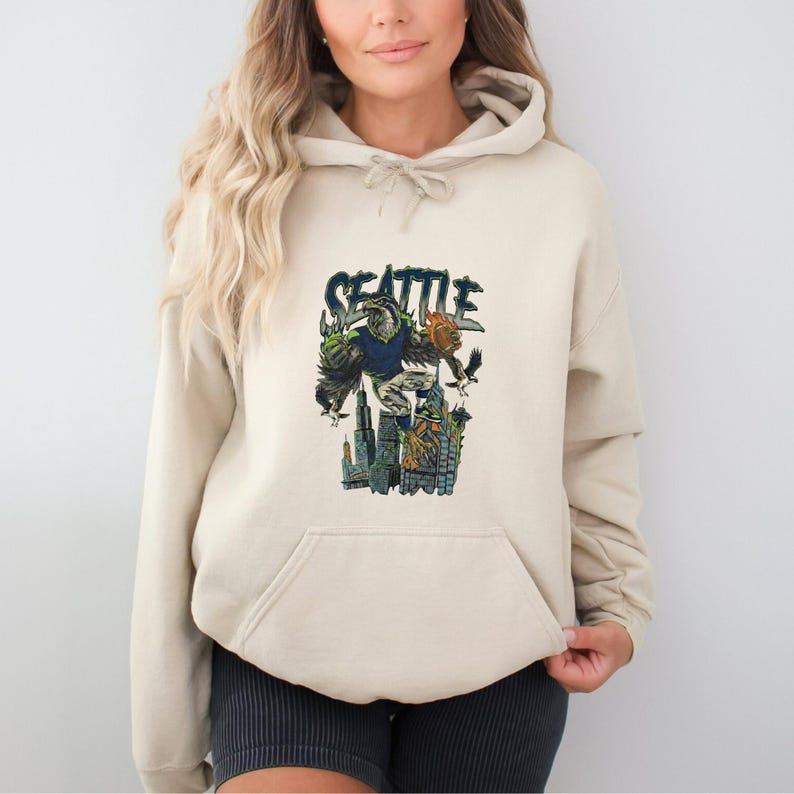 Vintage Seattle Football Sweatshirt/Hoodie, Seattle Football Tee, Retro 90s Game Day T-Shirt, Old School Merch image 2