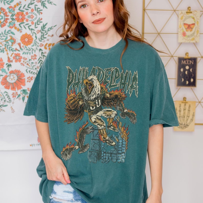 Comfort Colors Philadelphia Football Vintage Shirt , Retro Eagle Apparel, Eagle Shirt image 3