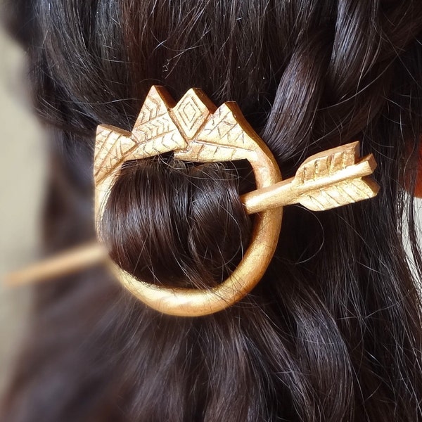 Golden aztec- indian tribal arrow  hair pin shawl pin