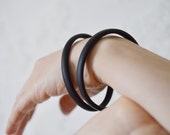 Wood bangle bracelet black ebony boho