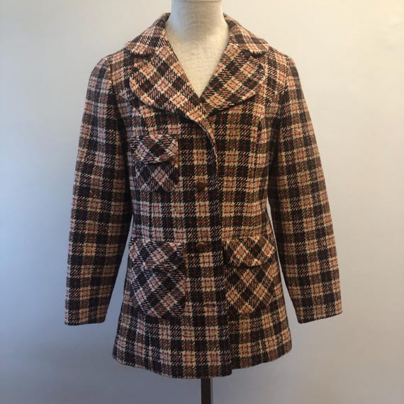 Vintage 60s Pendleton Plaid Wool  Coat / Blazer J… - image 7