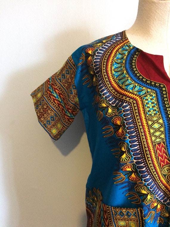 Vintage 60s 70s Hippie Caftan Shirt / Dashiki Fes… - image 9