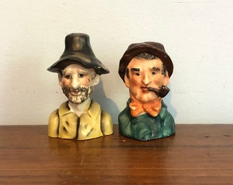 Vintage 70s Hobo Salt and Pepper Shakers / Hillbilly Shaker Set / Collectible Salt and Pepper Set