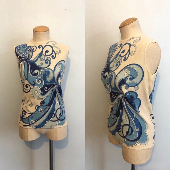 Vintage 60s design shirt Novelty Print Shirt Top novelty print Pattern blouse Vintage Fashions 50s 1960s Retro ladies Blouse