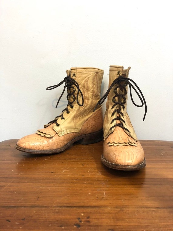 Vintage 80s Lace Up Kiltie Boots 