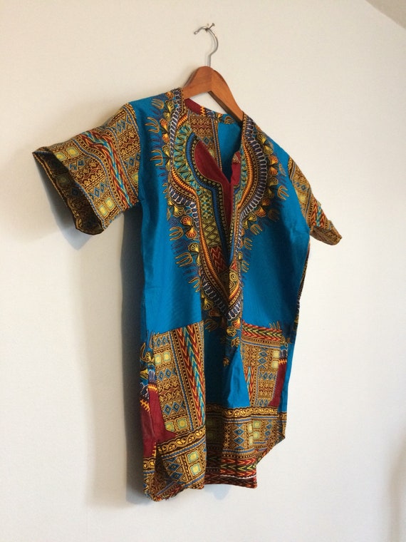 Vintage 60s 70s Hippie Caftan Shirt / Dashiki Fes… - image 5