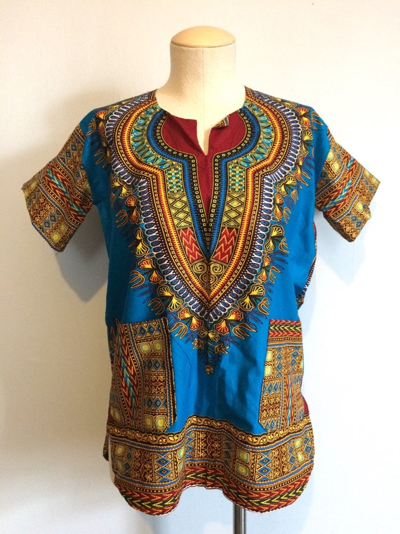 Vintage 60s 70s Hippie Caftan Shirt / Dashiki Fes… - image 7