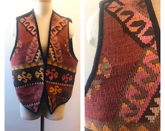 Vintage 80er 90er Jahre Kilim Weste / Westernwestern Style