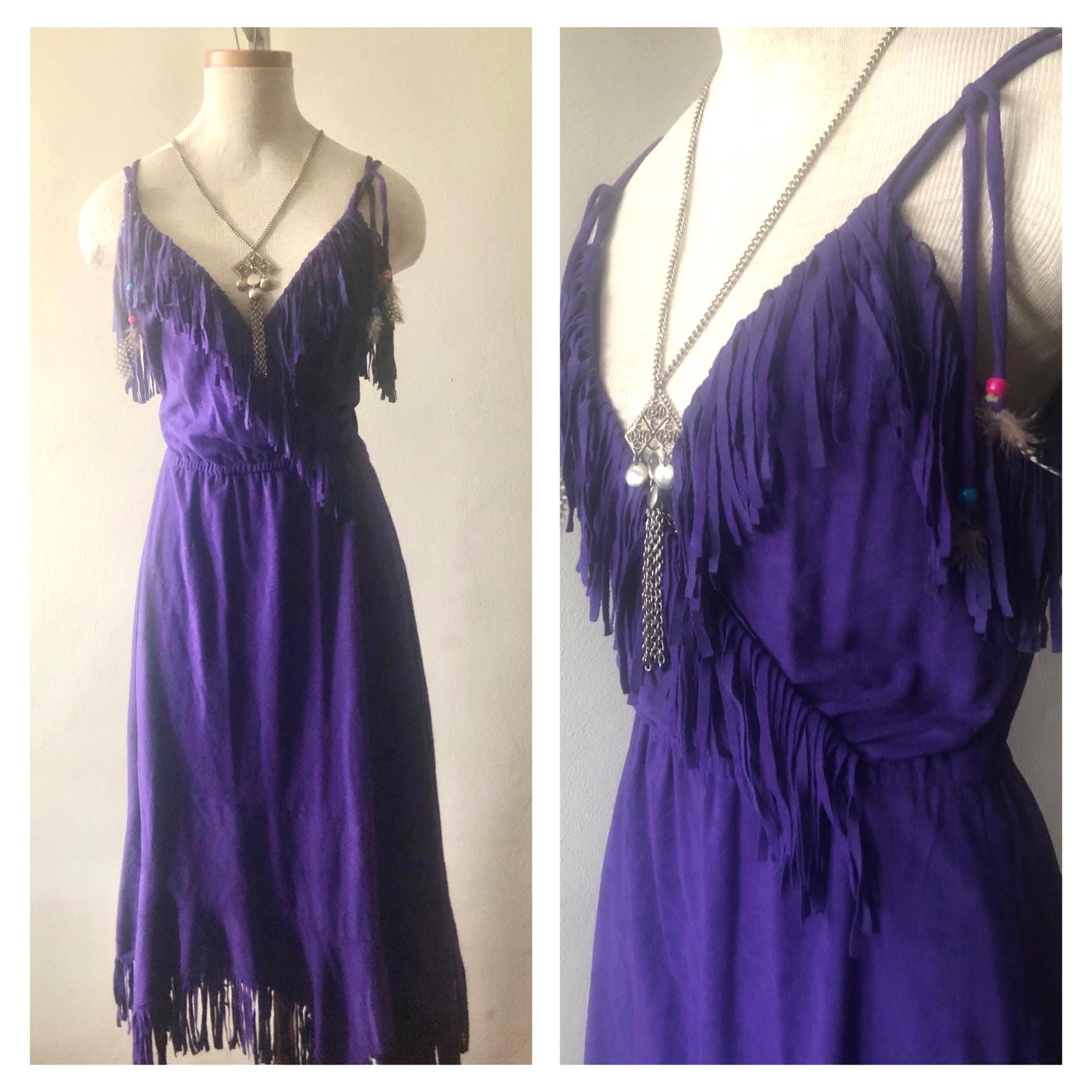 Purple fringe dress - Etsy 日本