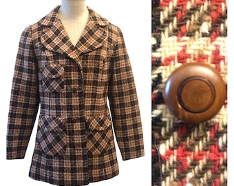Vintage 60er Jahre Pendleton Karierter Woll-Mantel / Blazer Jacke