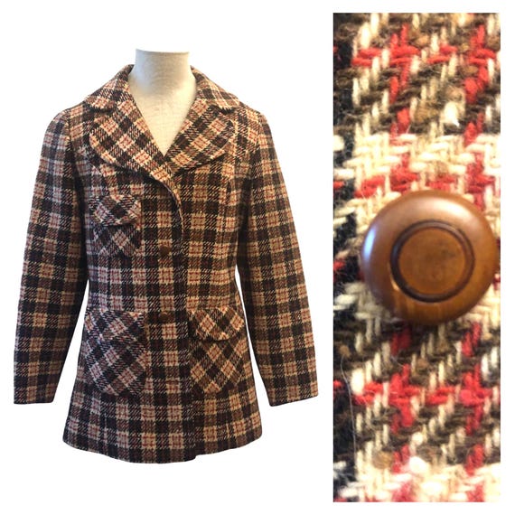 Vintage 60s Pendleton Plaid Wool  Coat / Blazer J… - image 1