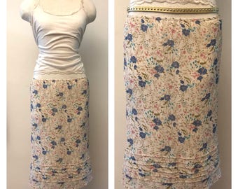 Vintage Y2K 00s Floral Silk Skirt by Ralph Lauren / Coquette Style