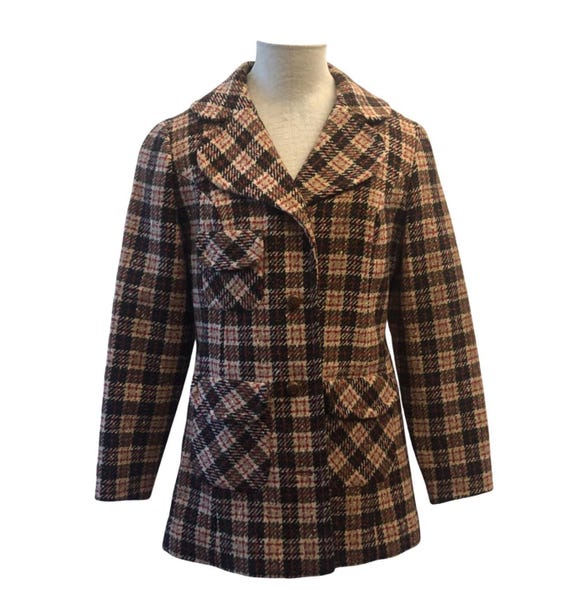 Vintage 60s Pendleton Plaid Wool  Coat / Blazer J… - image 2