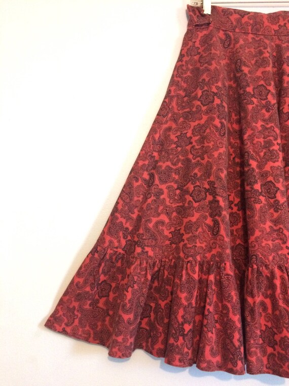 Vintage 50s Red Paisley Circle Skirt / Rockabilly… - image 9