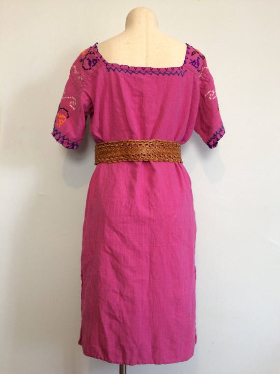 Vintage 70s Pink Ethnic Tunic Dress / Embroidered… - image 5