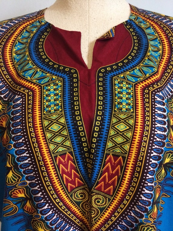 Vintage 60s 70s Hippie Caftan Shirt / Dashiki Fes… - image 6