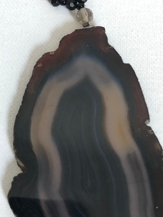 Vintage Agate Slice Large Pendant / Polished Geod… - image 5