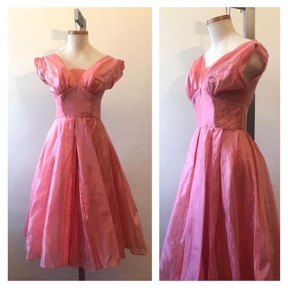 Vintage 50s Pink Party Dress / Mid Century Prom