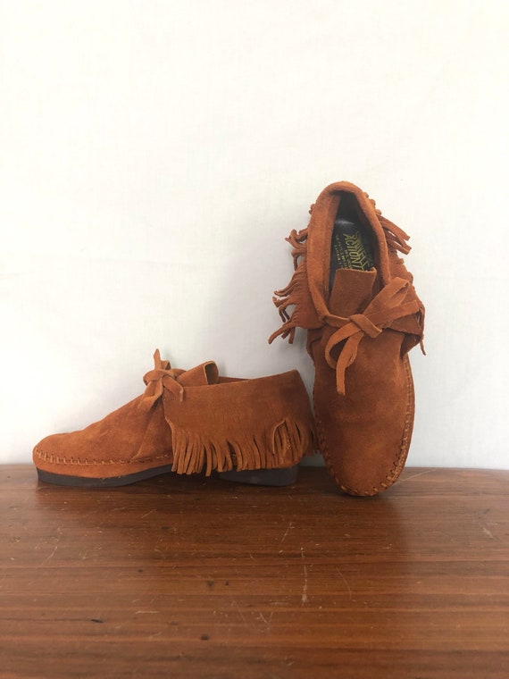 Vintage 60s 70s Fringe Moccasins 