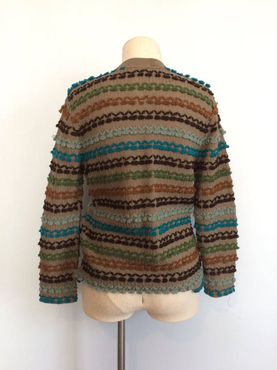 Vintage 60s Nubby Cardigan Sweater / Earth Tone T… - image 6