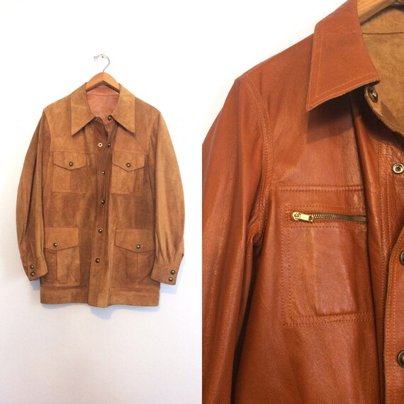 Vintage 70s Reversible Suede Leather Jacket Rust Brown Boho Vintage 70s Reversible Suede Leather