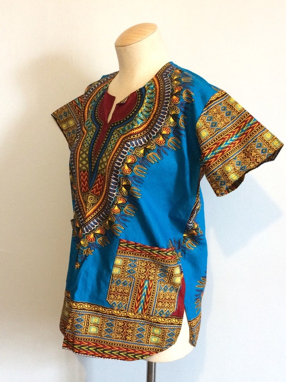 Vintage 60s 70s Hippie Caftan Shirt / Dashiki Fes… - image 2