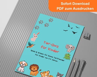 Quiz sur les animaux pour enfants | 20 questions + 4 devinettes + solutions | Jeu éducatif PDF | Maternelle et primaire | Téléchargement instantané
