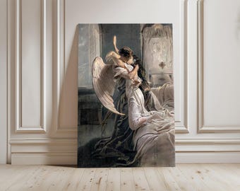 Mihály Zichy Canvas Print - Romantic Angelic Encounter Art